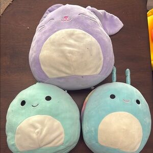 Squishmallows Purple Bunny and Blue Snail green Dino Set